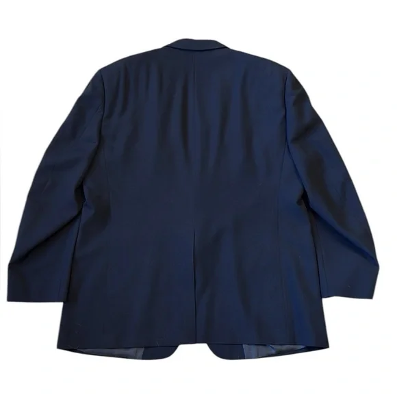 Hart Shaffner Marx 46R Navy Blue Wool Blazer Jacket Coat Two Button USA Viracle - Picture 2 of 13